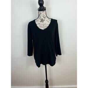 St. John's Bay Classic Tee Basic Black Long sleeve V-neck Top